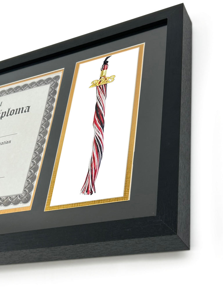 Protective Diploma Frame with Tassel Holder, Double Mat, UV Protection, for 8.5 x 11 Certificate and 4 x 6 Photo Display 3 Protective Diploma Frame with Tassel Holder, Double Mat, UV Protection, for 8.5 x 11 Certificate and 4 x 6 Photo Display