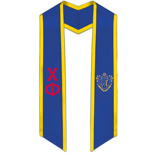 Chi Phi Trimmed Greek Lettered Stole with Crest 1 Chi Phi Trimmed Greek Lettered Stole with Crest