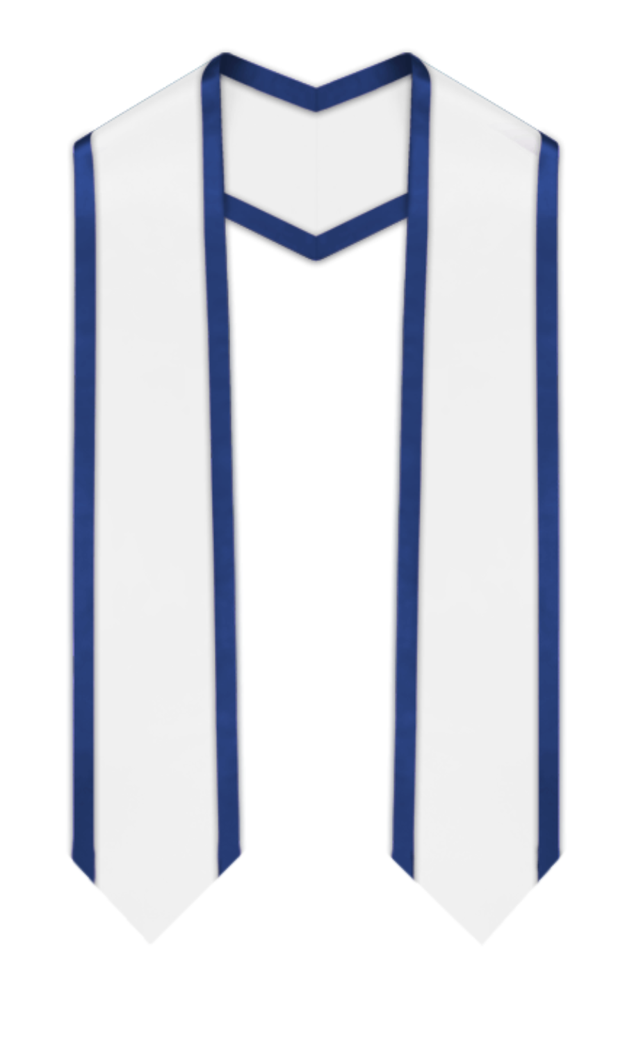 White Pointed Graduation Stole with Royal Blue Trim 1 White Pointed Graduation Stole with Royal Blue Trim