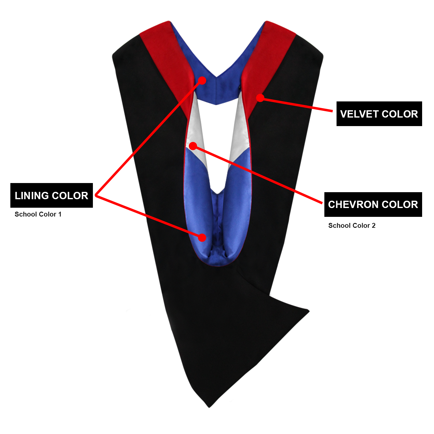 Deluxe Bachelors Graduation Custom Hood - Academic Hood 1 Deluxe Bachelors Graduation Custom Hood - Academic Hood