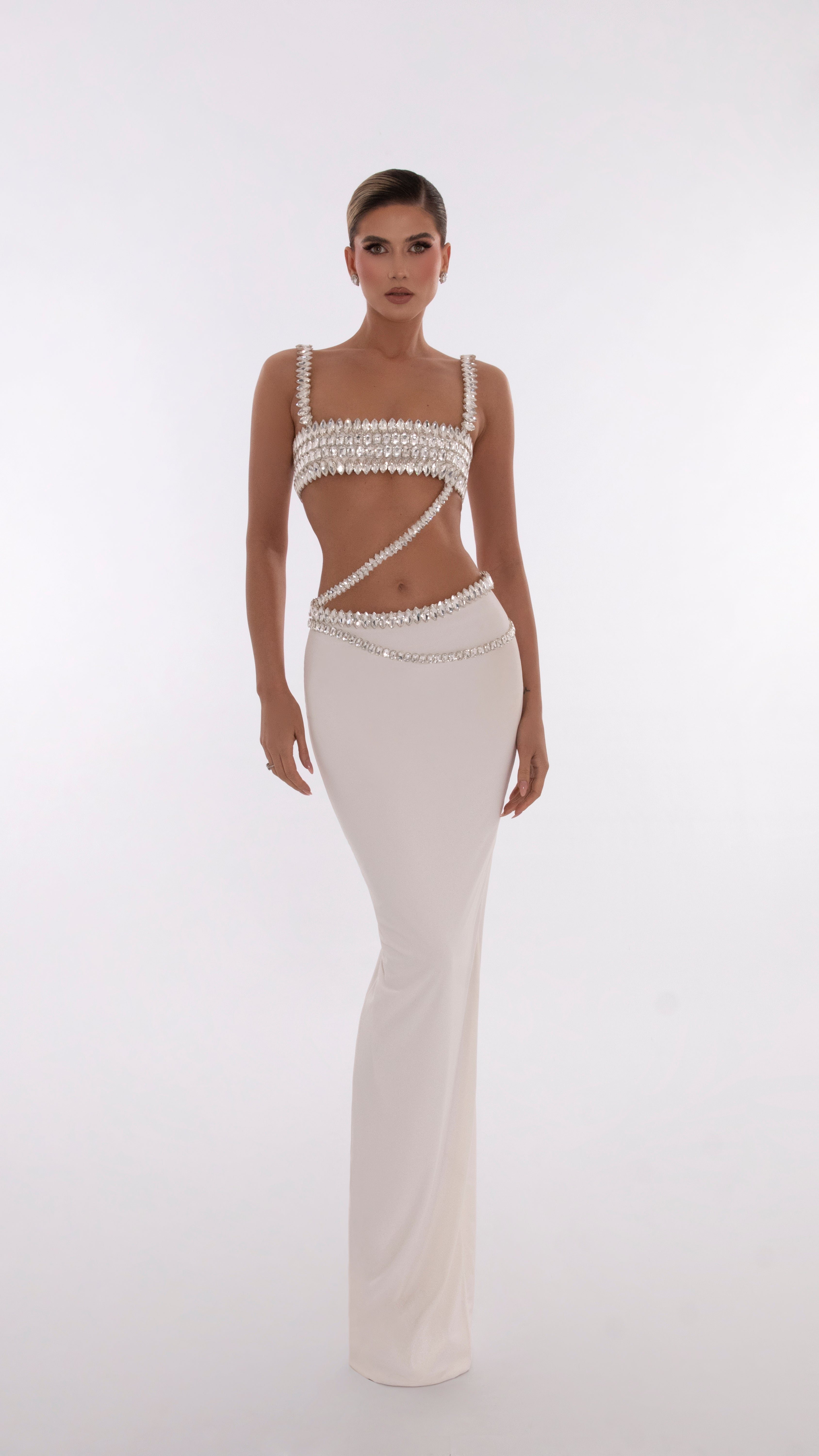 Beaded Crop Top And Skirt