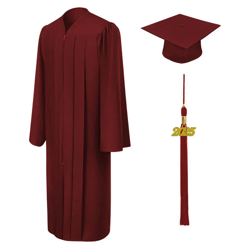 Matte Burgundy Bachelors Cap & Gown - College & University 1 Matte Burgundy Bachelors Cap & Gown - College & University