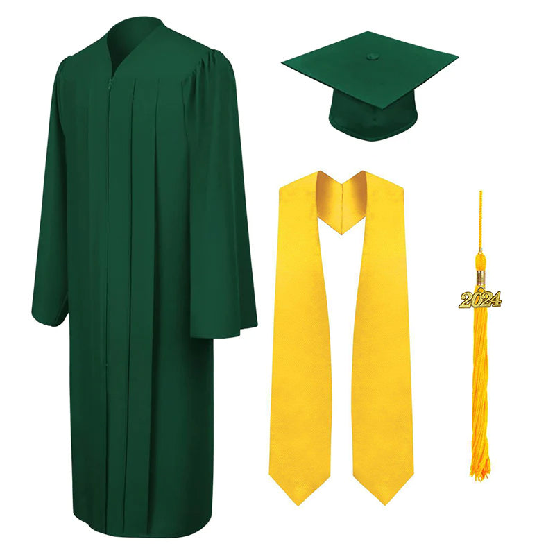 Matte Hunter Graduation Cap, Gown, Tassel & Stole - YVR EDUCATIONAL INSTITUTE 1 Matte Hunter Graduation Cap, Gown, Tassel & Stole - YVR EDUCATIONAL INSTITUTE