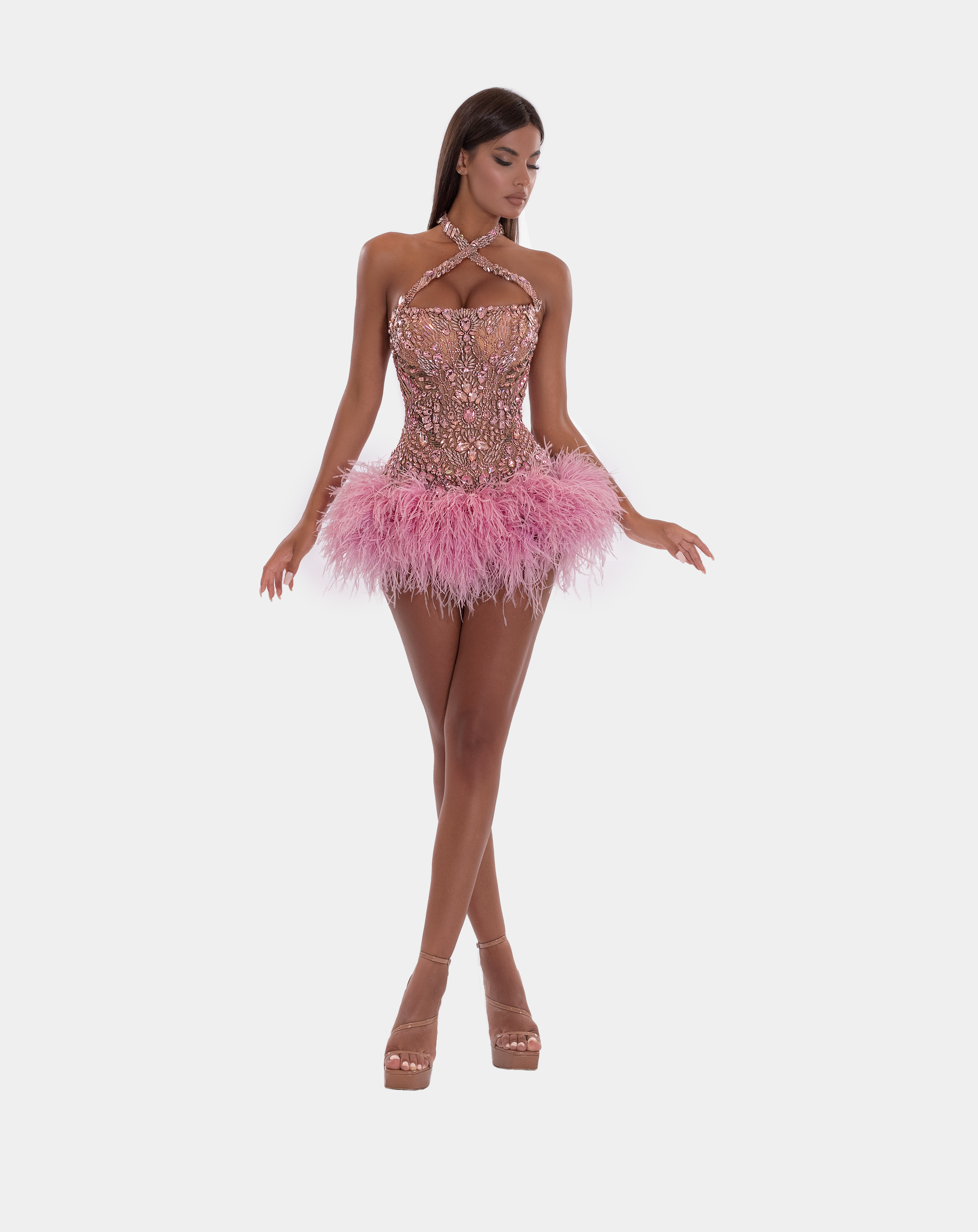 CROSS OVER NECK CORSET DRESS