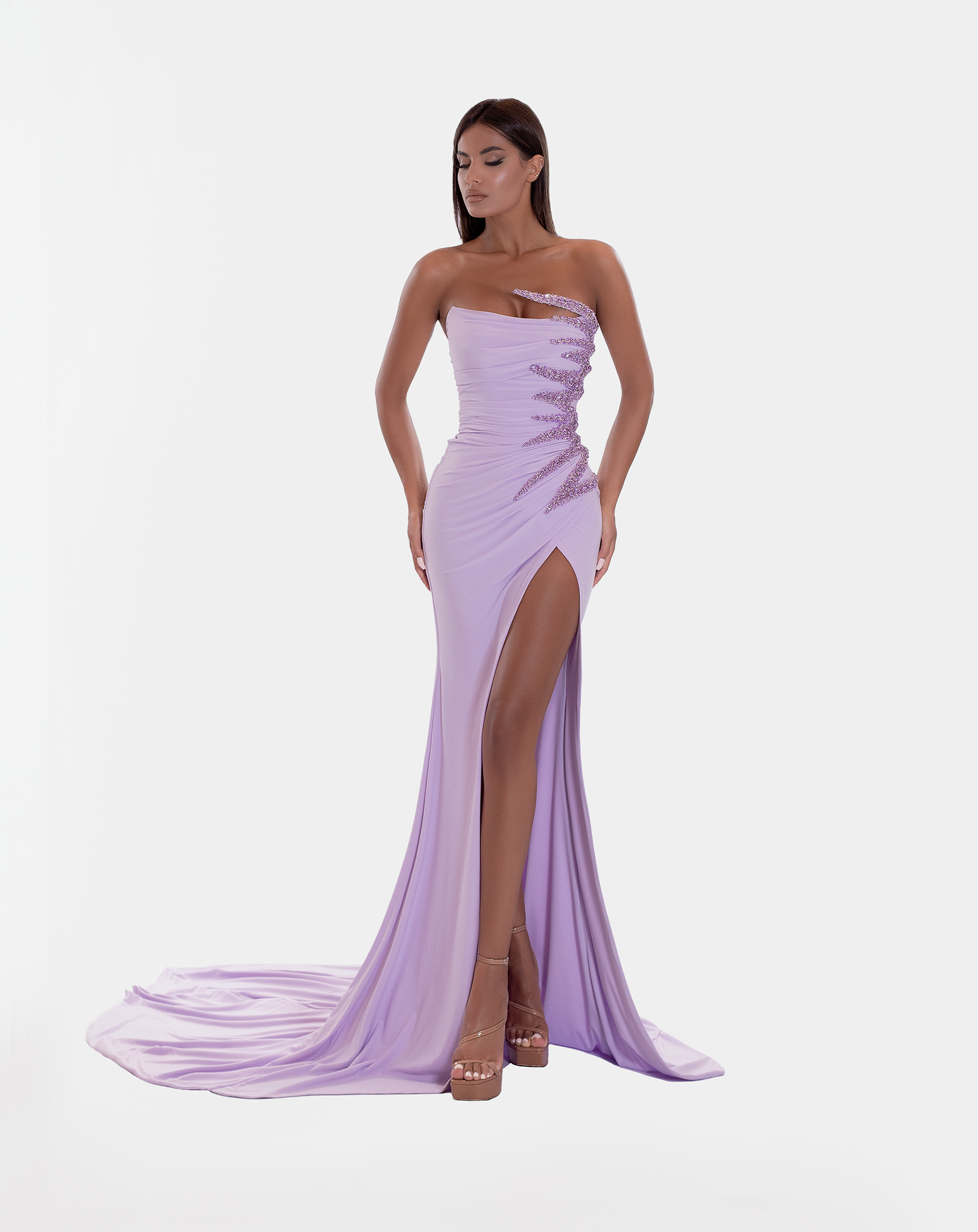 CORSET LONG DRESS IN LILAC