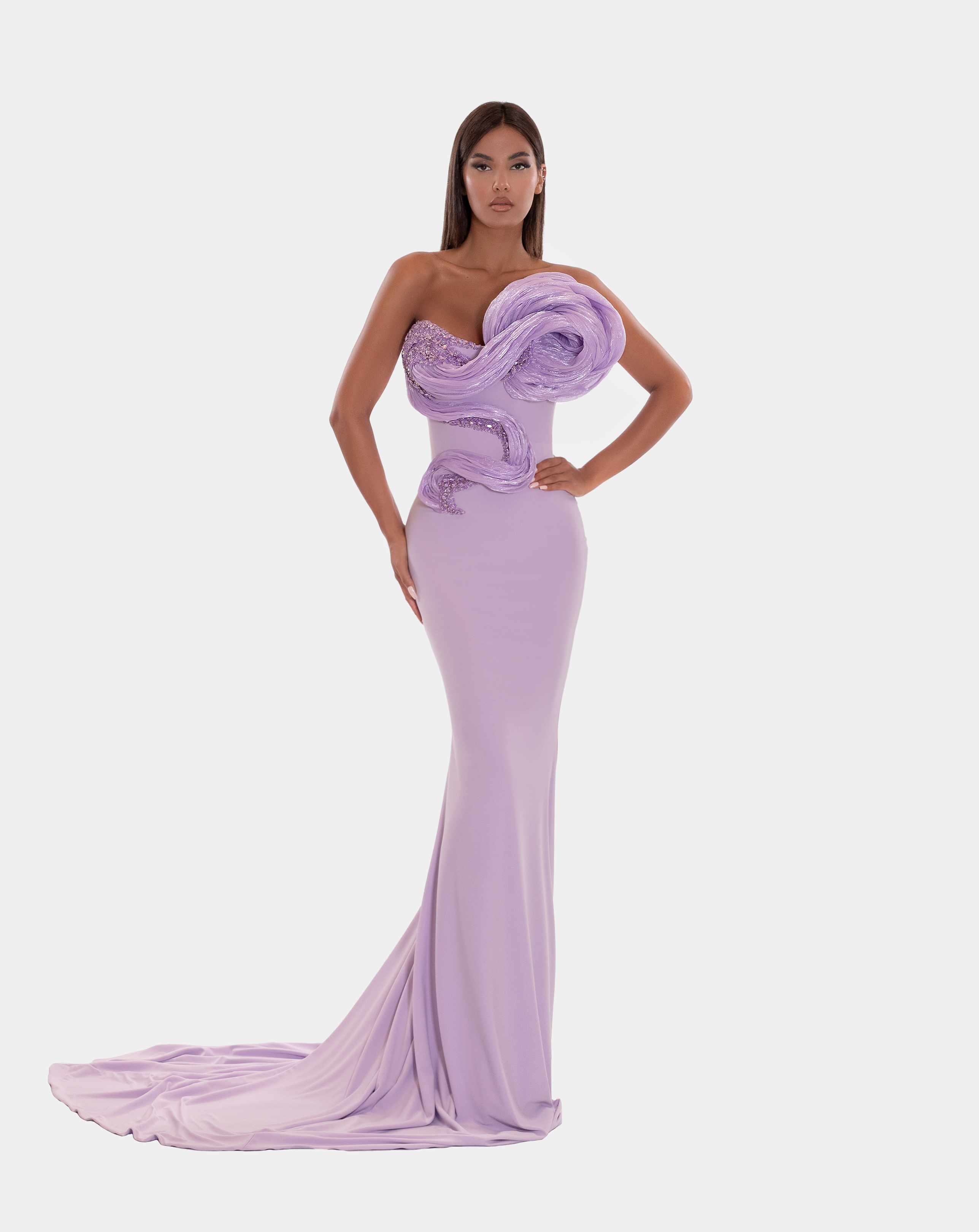 EMBELLISHED CORSET LILAC LONG DRESS