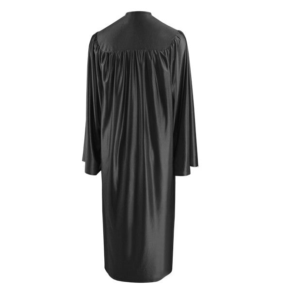 Shiny Black High School Graduation Gown 2 Shiny Black High School Graduation Gown