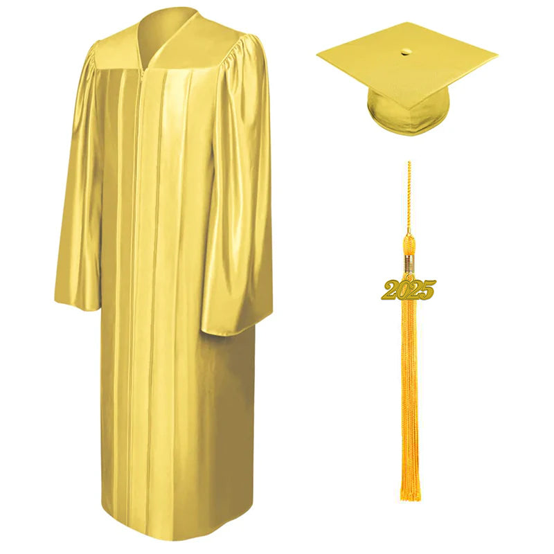 Shiny Gold High School Graduation Cap and Gown 1 Shiny Gold High School Graduation Cap and Gown