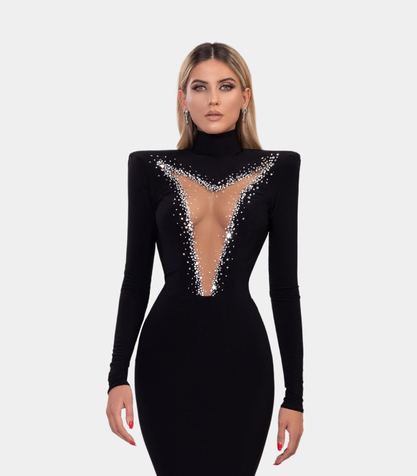 Black Evening Gown with Mermaid Sweep Train