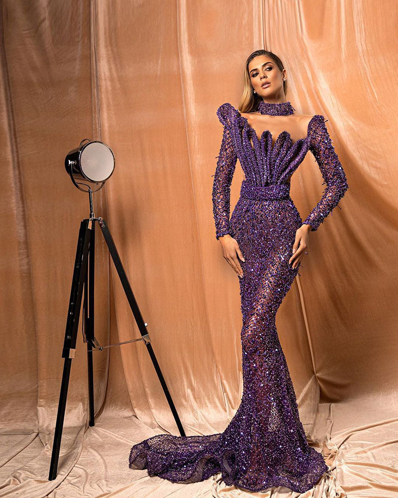 Ruffled Embellished Purple Dress 1 Ruffled Embellished Purple Dress