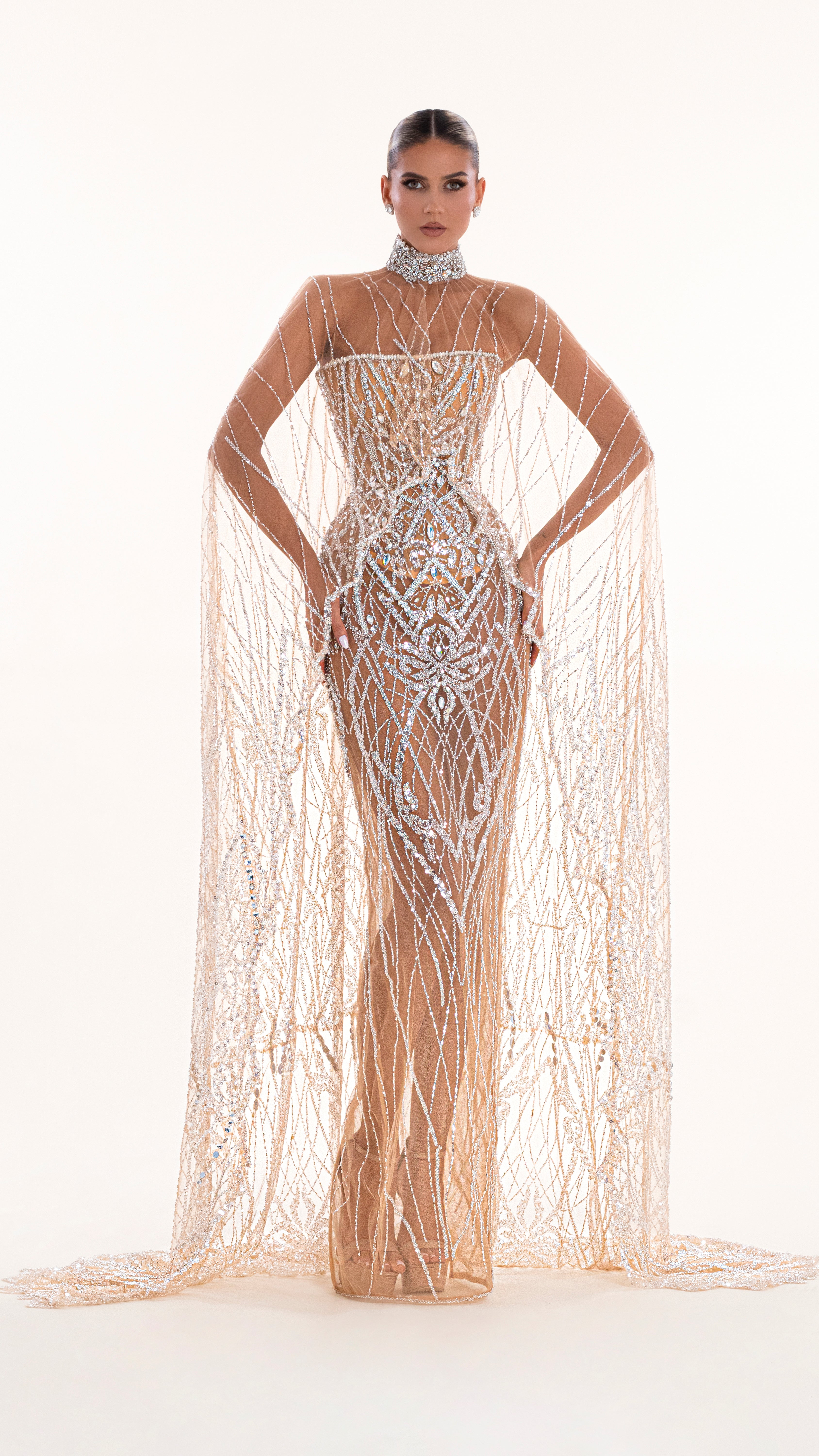 Corset Dress With Long Cape