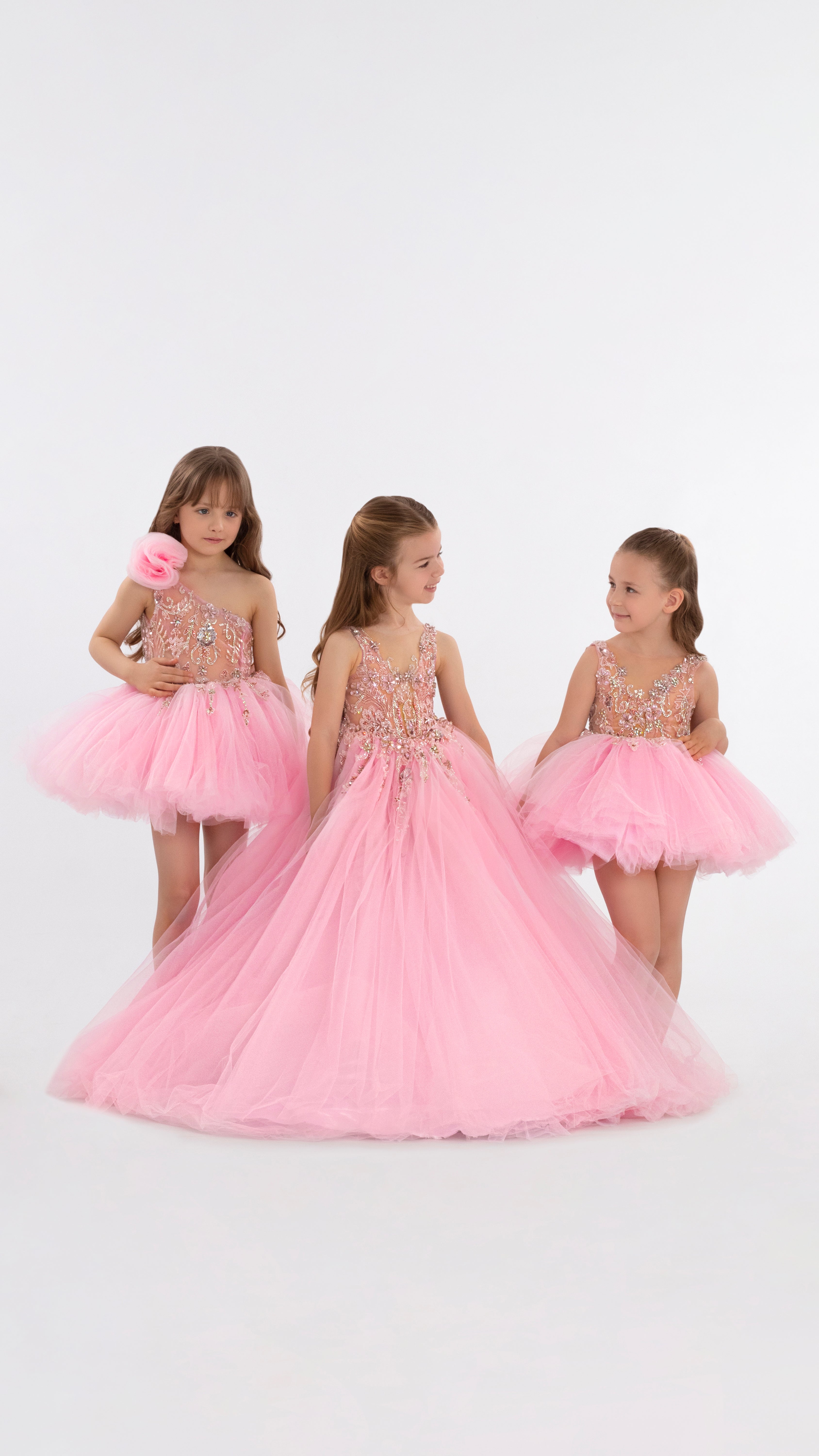 Embroidered Long Pink Dress For Girls