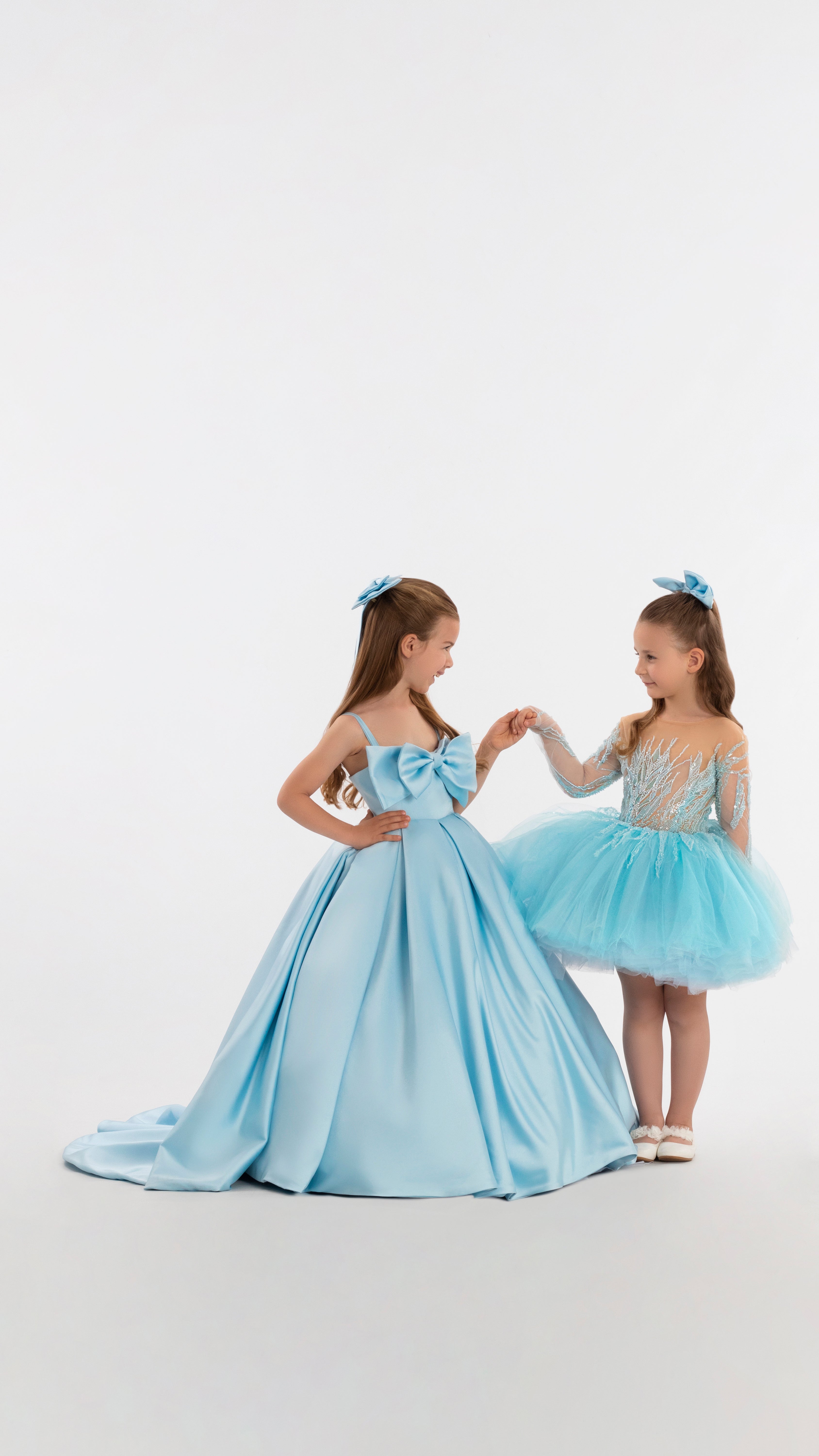 Short Blue Puffy Dress For Girls