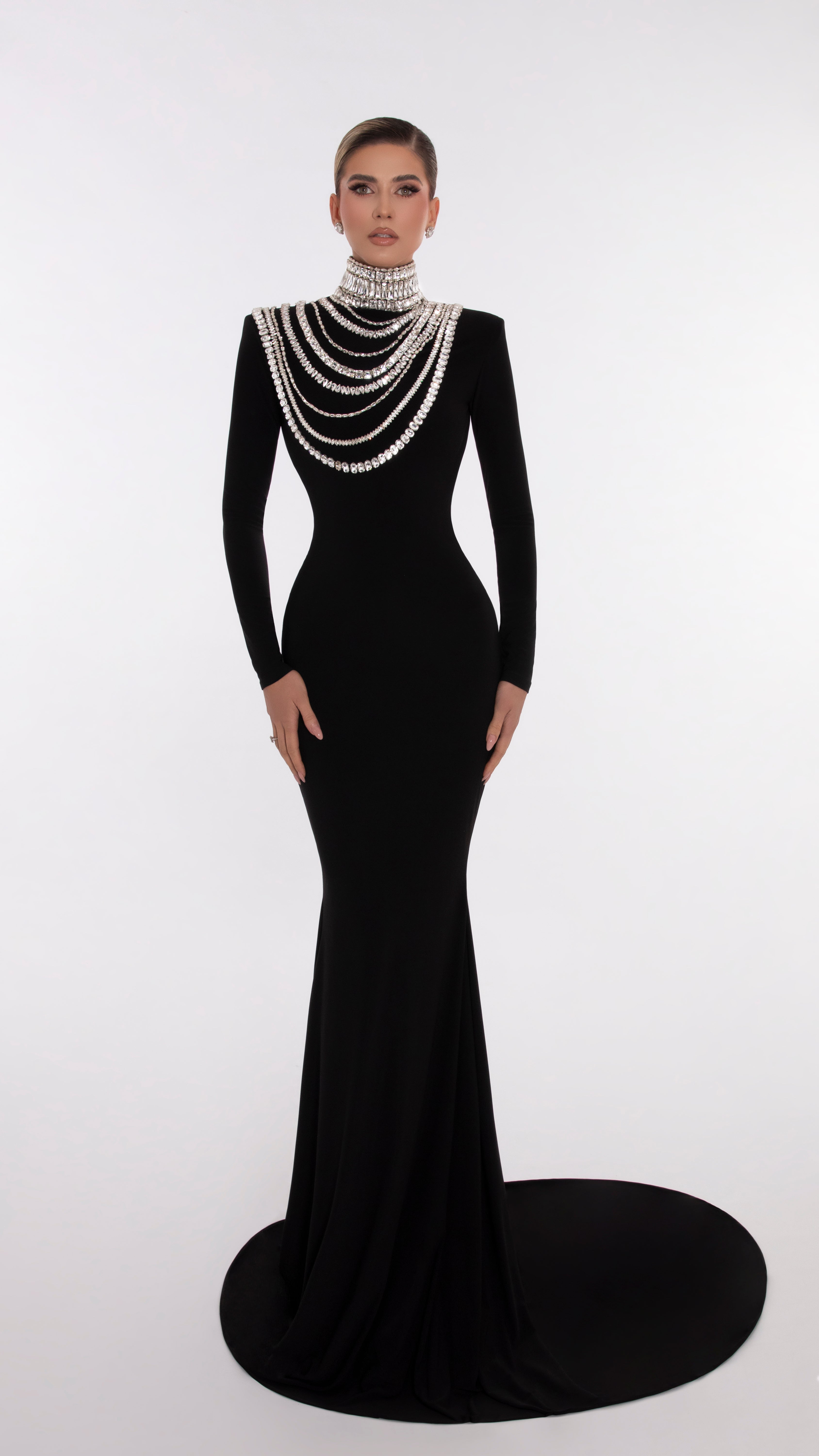 Jewel-Embellished Black Dress