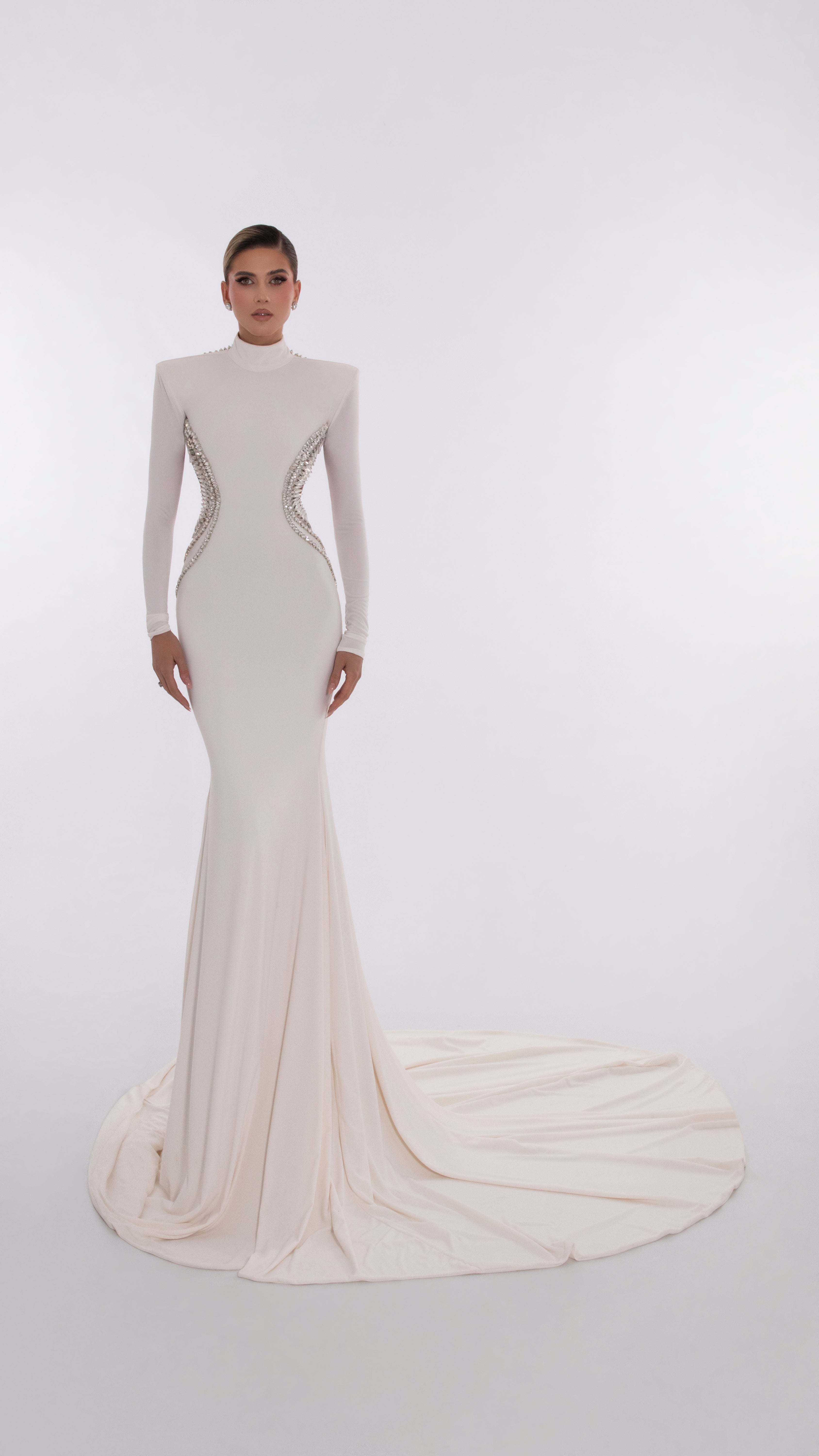 Backless Elegant Dress With Stone Details