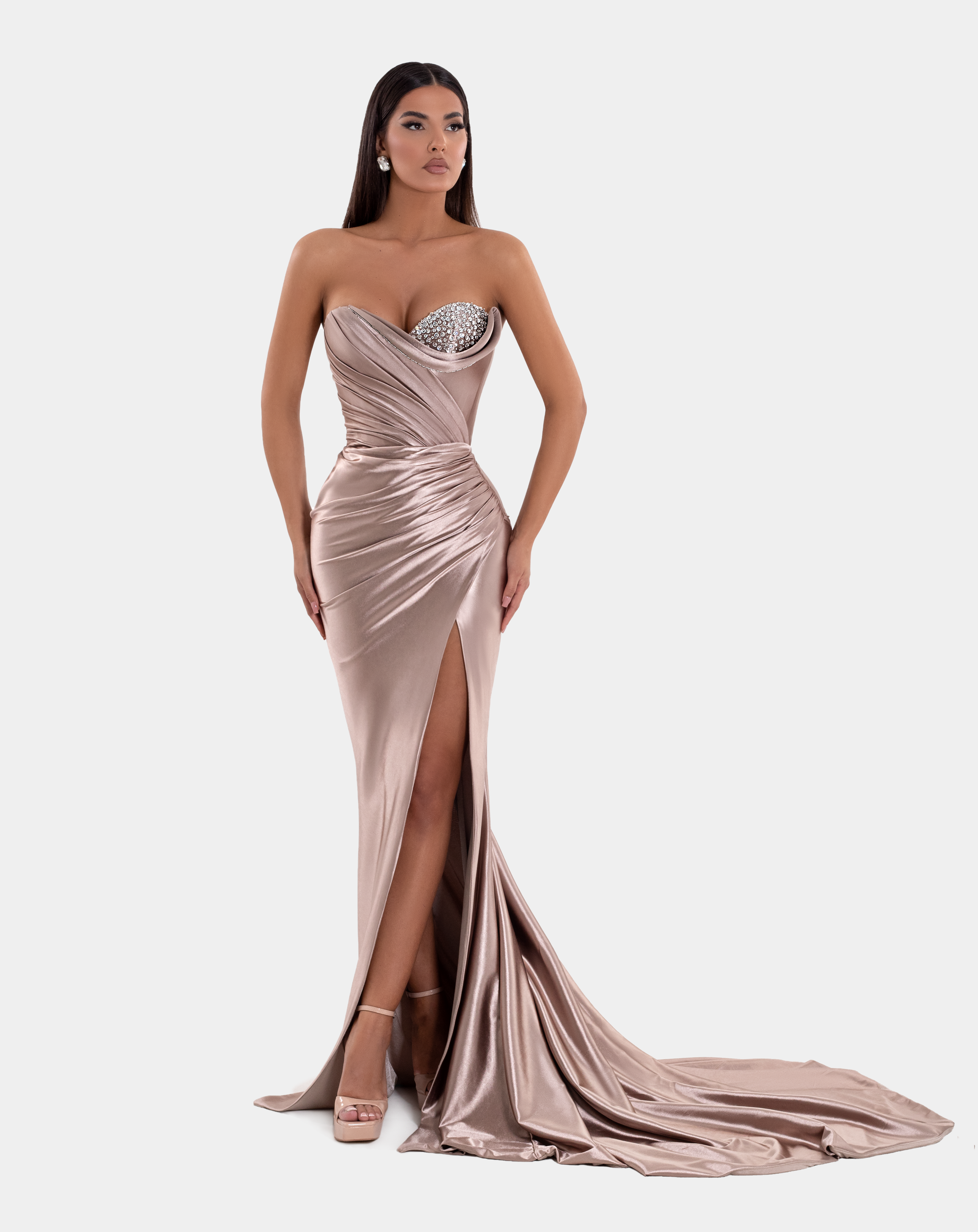 LONG CHAMPAGNE CORSET DRESS