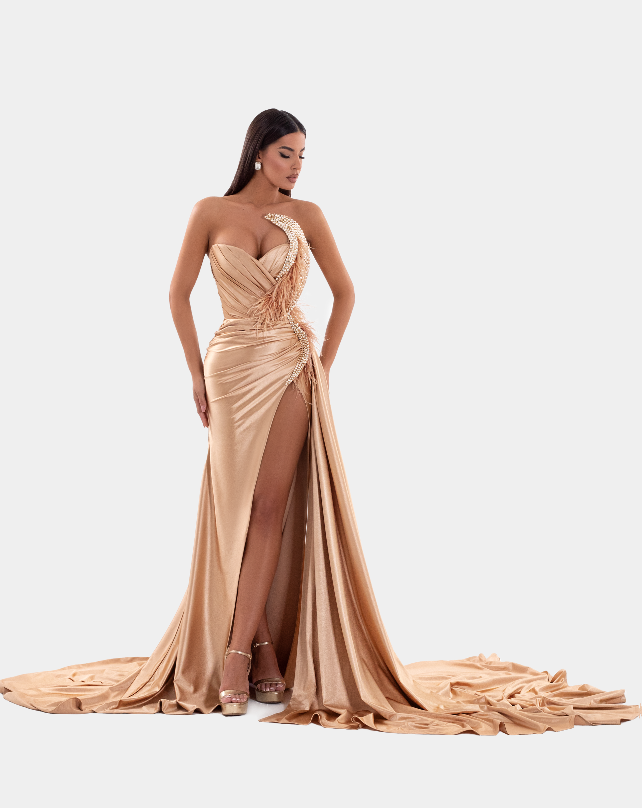 LONG TAIL CHAMPAGNE GOLD DRESS