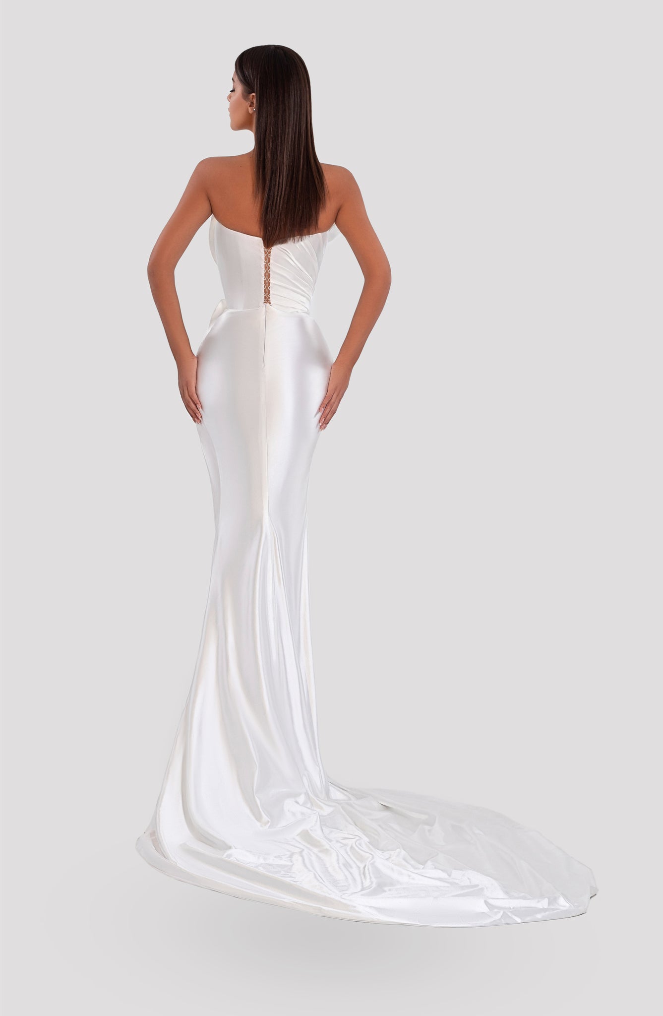 White Stretch Long Dress With Crystals 2 White Stretch Long Dress With Crystals