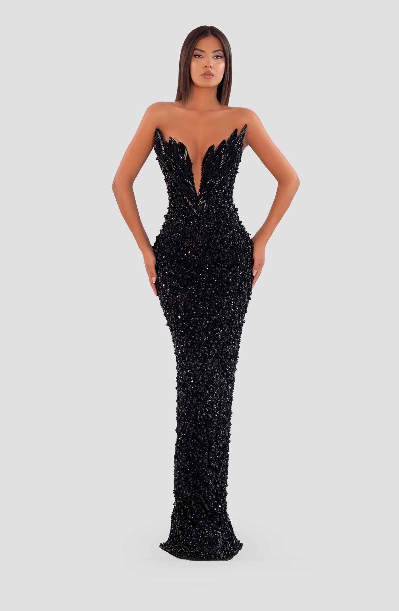 Corset Leaf Black Dress