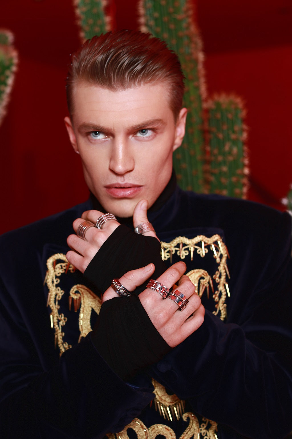Classic Velvet Suit with Gold Embroidery