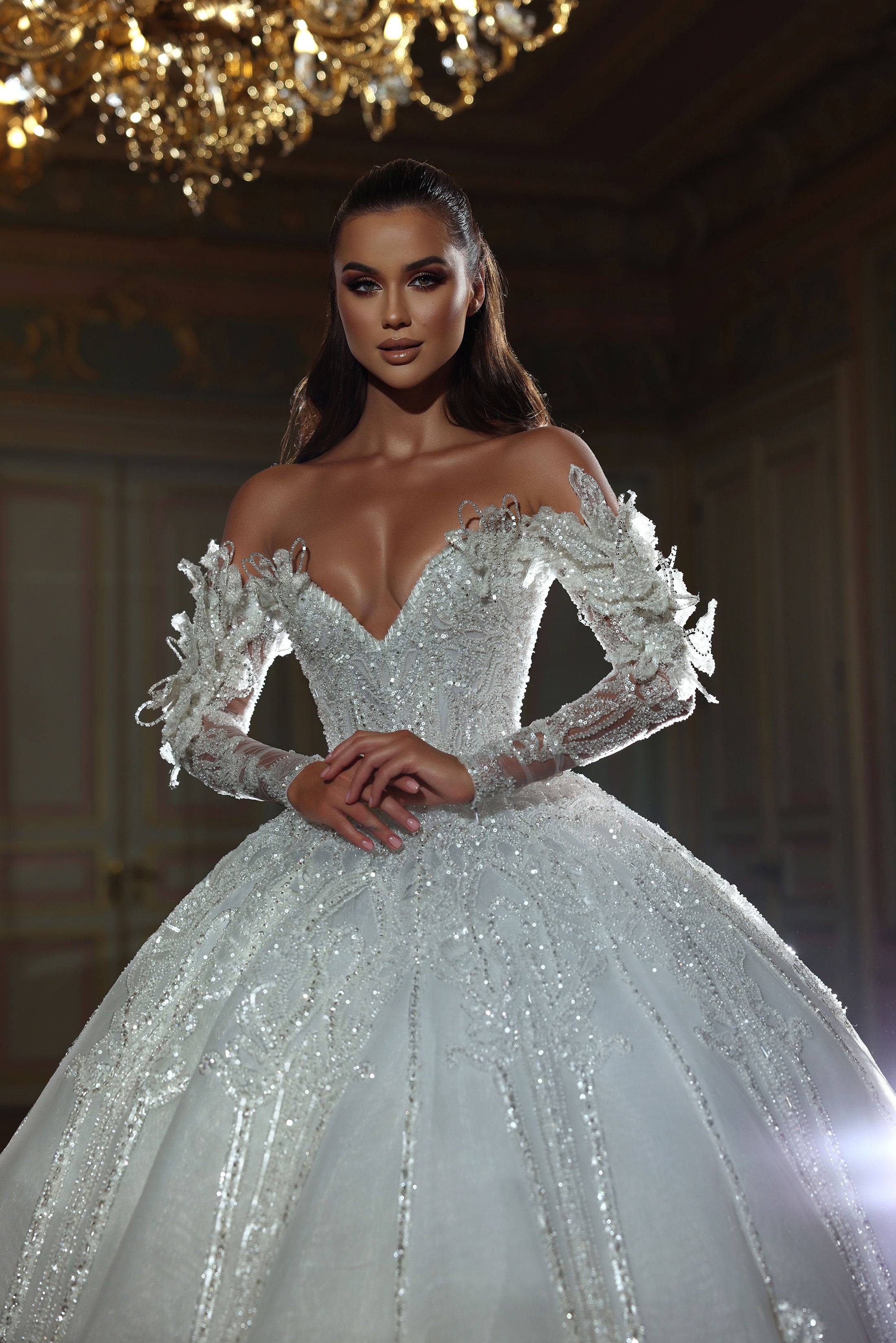 Open Shoulders Bridal Long Dress