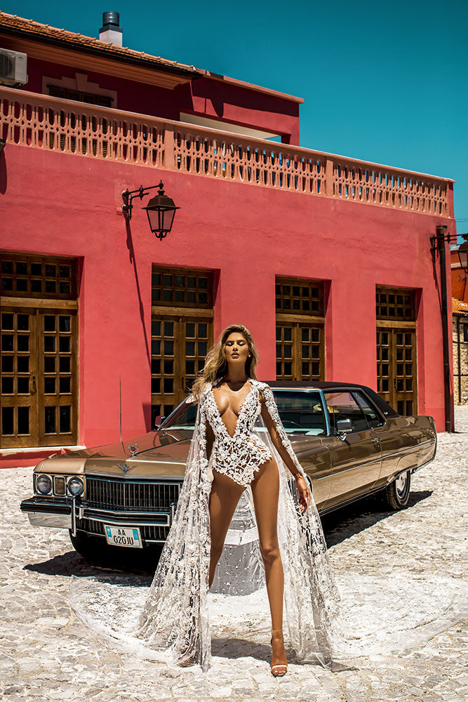 Bridal Bodysuit with detachable cape