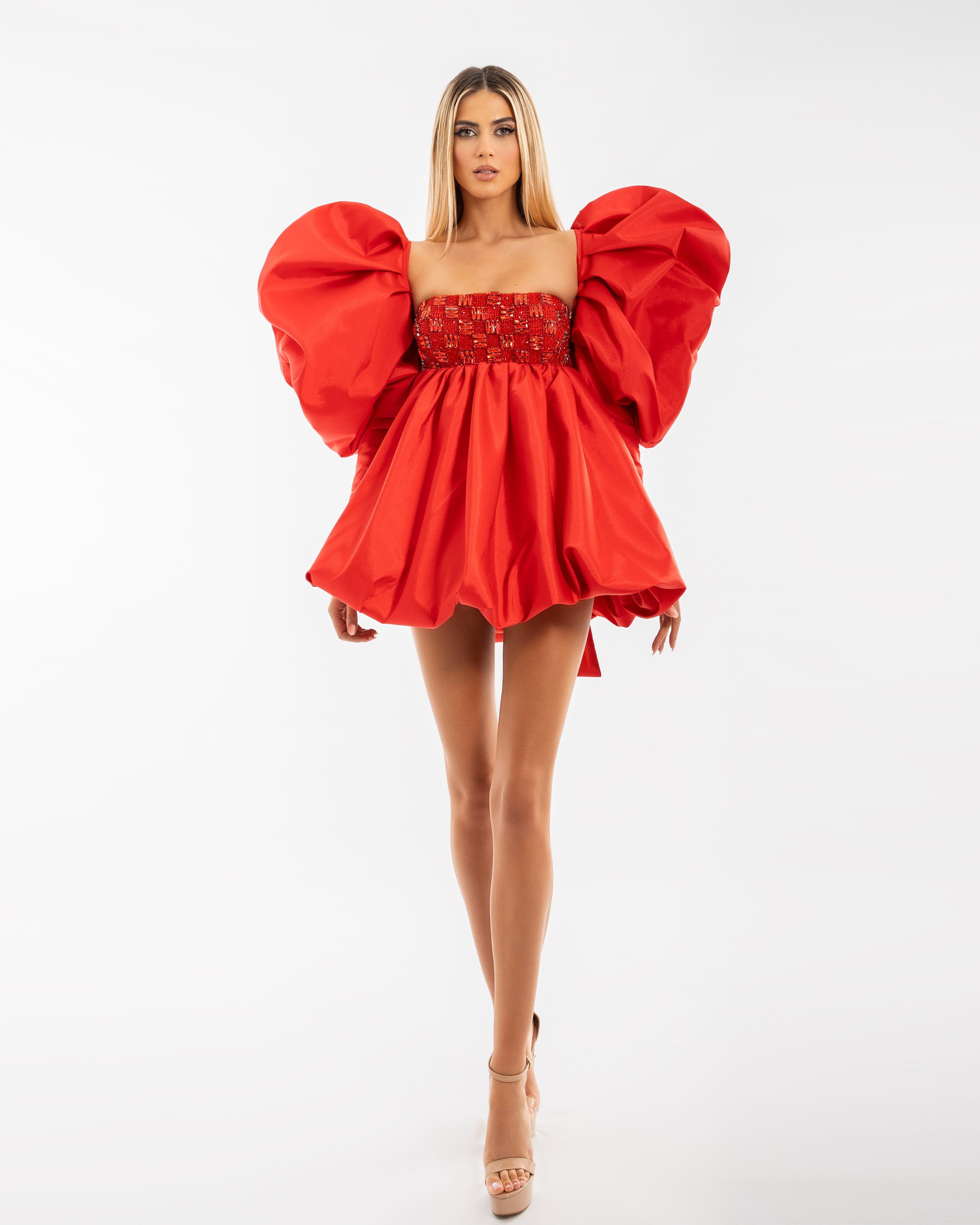 Red Ribbon Short Dress