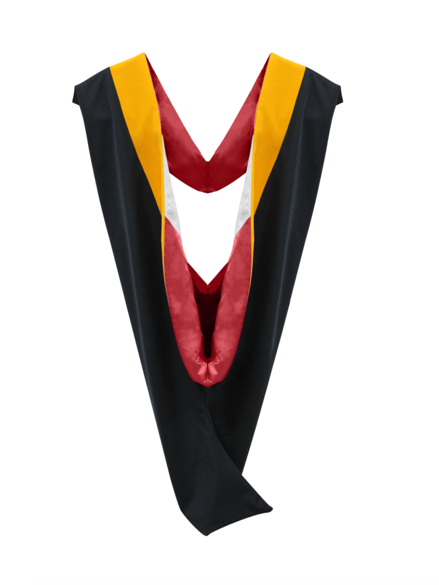 Deluxe Bachelors/Master Hood - Science Gold Velvet, Red & White 1 Deluxe Bachelors/Master Hood - Science Gold Velvet, Red & White
