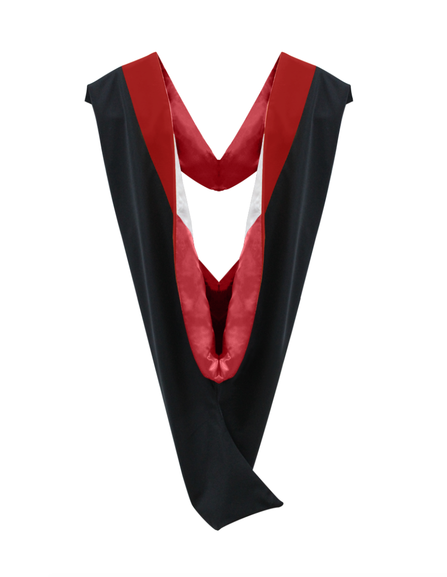 Deluxe Bachelors/Master Hood - Scarlet Velvet, Red & White 1 Deluxe Bachelors/Master Hood - Scarlet Velvet, Red & White