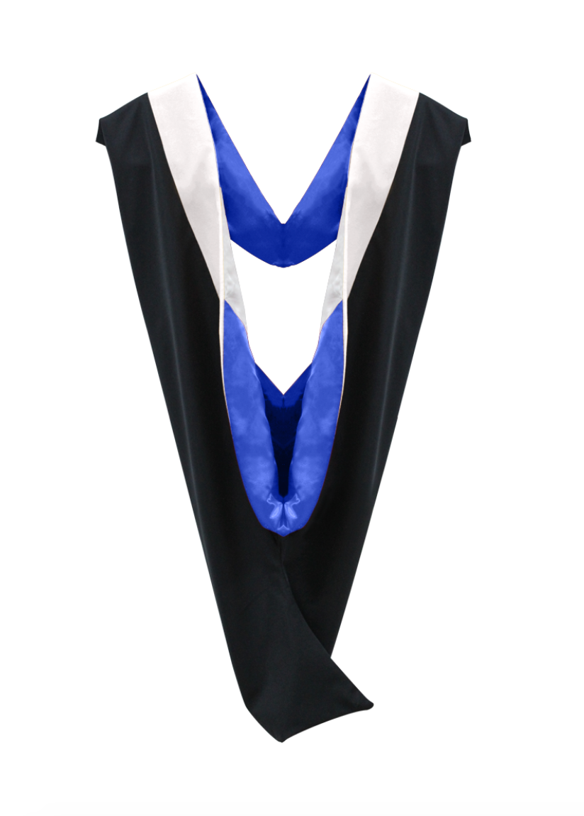 Deluxe Bachelors/Master Hood - White Velvet, Royal Blue & White 1 Deluxe Bachelors/Master Hood - White Velvet, Royal Blue & White